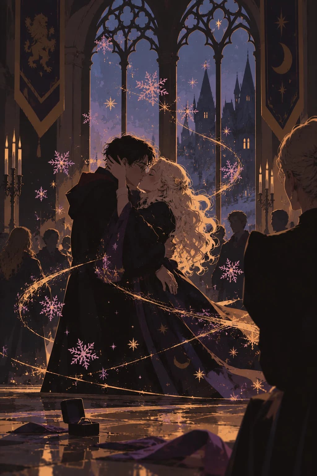Пурпурные снежинки в золоте / Purple Snowflakes Gold