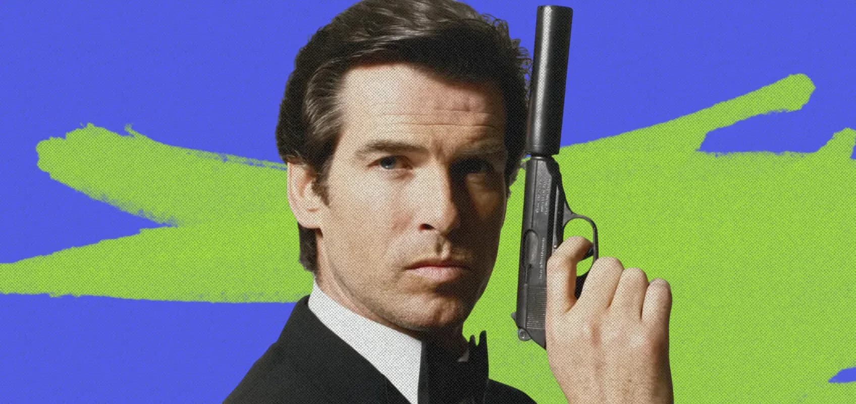 Пирс Броснан в роли Джеймса Бонда, фильм «Золотой глаз» (1995 г) 