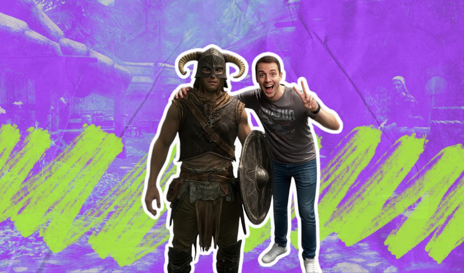 Коллаж: кадр из игры «The Elder Scrolls V: Skyrim», изменено с помощью ИИ