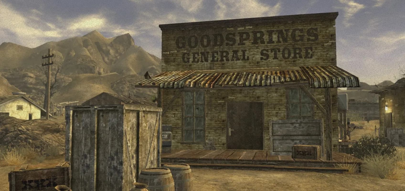 Скриншот из игры «Fallout». Кадр главного магазина Гудспринга