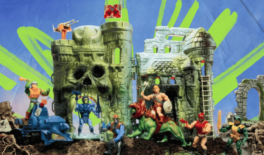Легендарная винтажная диорама с оригинальными игрушками Masters of the Universe (MOTU) (1980-х г) © Mattel
