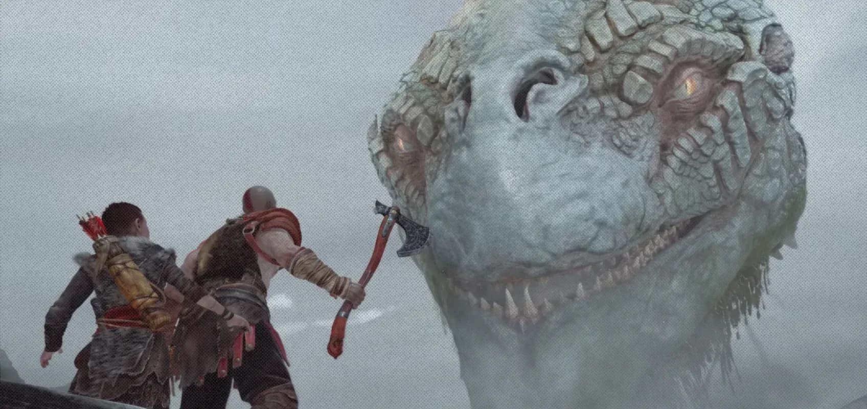 Скриншот из игры «God of war» с Мировым Змеем