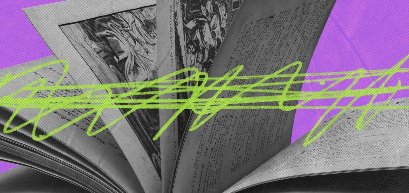 Раскрытая книга с иллюстрациями