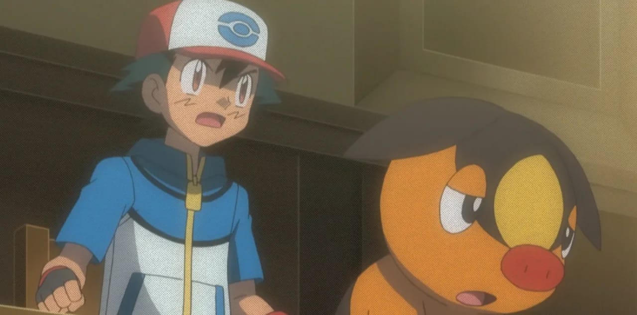 Кадр из ролика  Ash and Tepig in court?! | Pokémon: BW Rival Destinies | Official Clip || The Official Pokémon YouTube channel