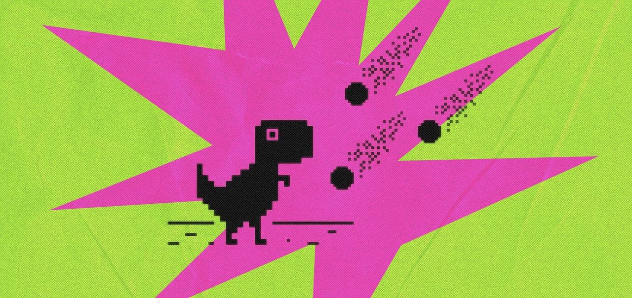 Коллаж с гугл динозавром (Dino Runner)