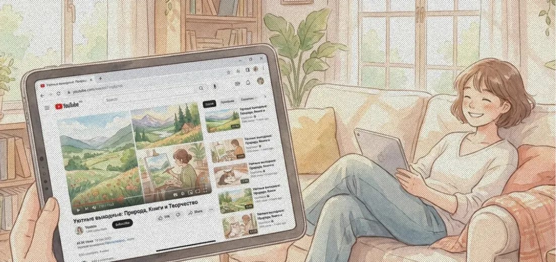 Девушка смотрит контент