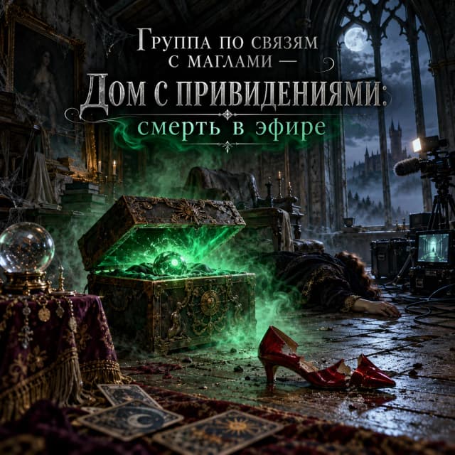 Обложка фанфика Группа по связям с маглами — Дом с привидениями: смерть в эфире / M.I.T.: Muggle Interface Team - Haunted House: Dead