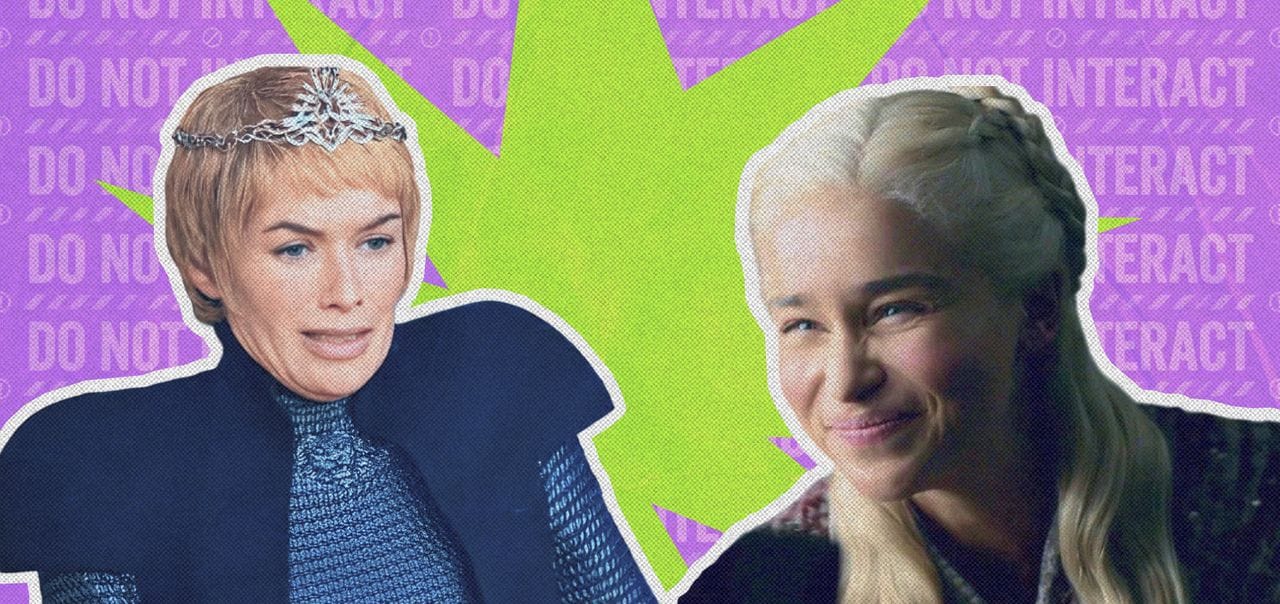 Серсея и Дейнерис из «Игры престолов» с мемными лицами