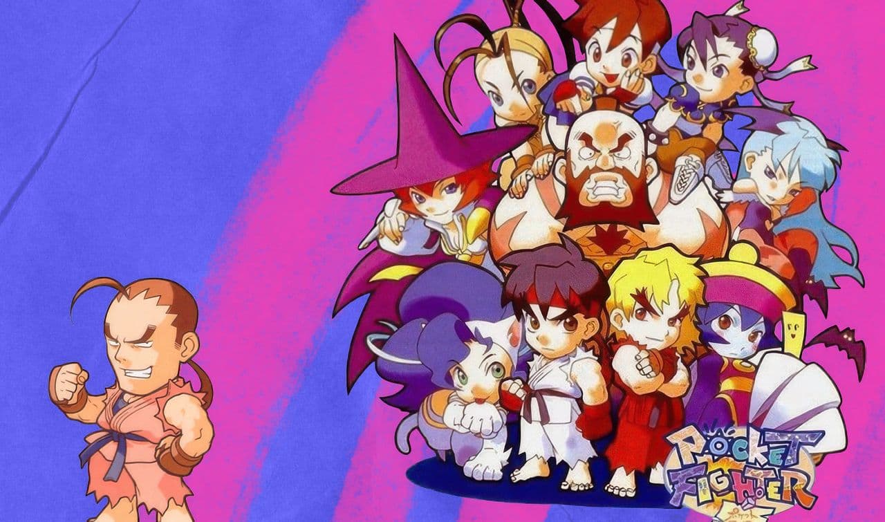 Промо-арт к комедийному 2D-файтингу «Pocket Fighter» (1887 г),художник Шима Маэда © CAPCOM CO., LTD.